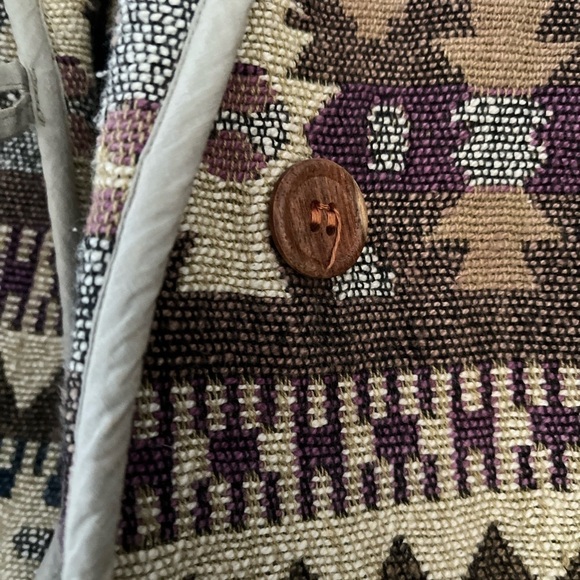 VINTAGE New Direction Cropped Jacket Cotton Aztec Print Small Southwest Boho - Picture 3 of 7